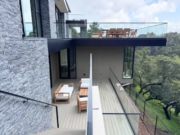 Black channel system glass railing