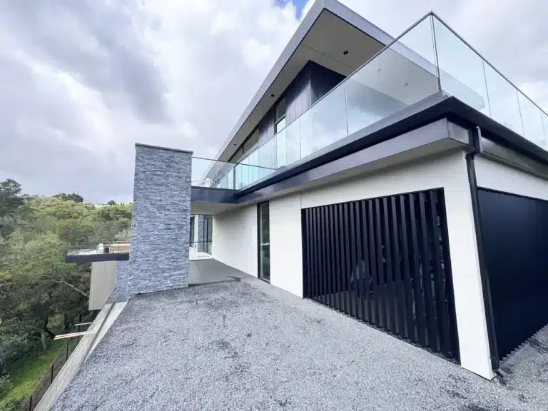 Black channel system glass railing
